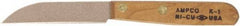 Ampco - 3-1/8" Long Blade, Nickel-Tin-Copper Alloy, Fine Edge, Fixed Blade Knife - 6.75" OAL, Wood Handle - Americas Industrial Supply