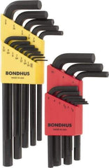 Bondhus - 22 Piece L-Key Hex Key Set - Hex Range 0.05 to 3/8", 11" OAL, Protanium High Torque Steel - Americas Industrial Supply