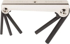 Bondhus - 5 Piece Fold-Up Hex Key Set - Hex Range 3/16 to 3/8", 7-1/2" OAL, Protanium High Torque Steel - Americas Industrial Supply