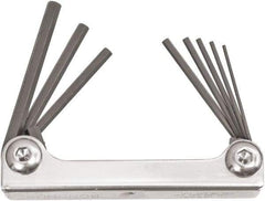 Bondhus - 8 Piece Fold-Up Ball End Hex Key Set - Hex Range 0.05 to 5/32", 3-1/2" OAL, Protanium High Torque Steel - Americas Industrial Supply