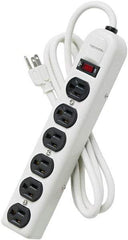 FELLOWES - 6 Outlets, 120 Volts, 15 Amps, 6' Cord, Standard Power Outlet Strip - Floor Mount, 5-15R NEMA Configuration - Americas Industrial Supply