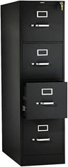 Hon - 15" Wide x 52" High x 26-1/2" Deep, 4 Drawer Vertical File with Lock - Steel, Black - Americas Industrial Supply