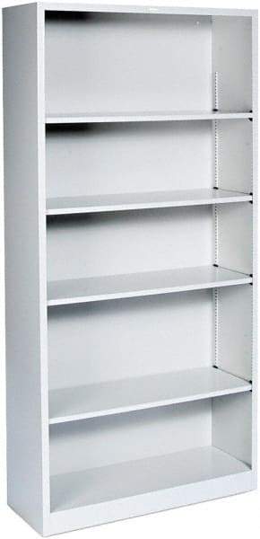 Hon - 5 Shelf, 71" High x 34" Wide Bookcase - 12" Deep, Steel, Light Gray - Americas Industrial Supply