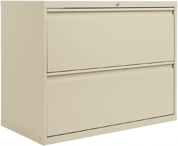 ALERA - 36" Wide x 29" High x 19-1/4" Deep, 2 Drawer Lateral File with Lock - Steel, Putty - Americas Industrial Supply