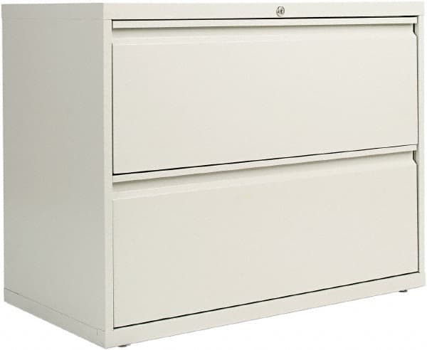 ALERA - 36" Wide x 29" High x 19-1/4" Deep, 2 Drawer Lateral File with Lock - Steel, Light Gray - Americas Industrial Supply