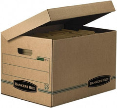 BANKERS BOX - 1 Compartment, 12 Inch Wide x 15 Inch Deep x 10 Inch High, File Storage Box - Paper, Kraft and Green - Americas Industrial Supply