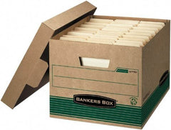 BANKERS BOX - 1 Compartment, 12 Inch Wide x 15 Inch Deep x 10 Inch High, File Storage Box - Paper, Kraft and Green - Americas Industrial Supply