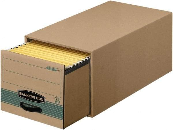 BANKERS BOX - 1 Compartment, 15 Inch Wide x 23 Inch Deep x 10 Inch High, File Storage Box - 1 Ply Side, 2 Ply Bottom, 2 Ply End, Kraft and Green - Americas Industrial Supply