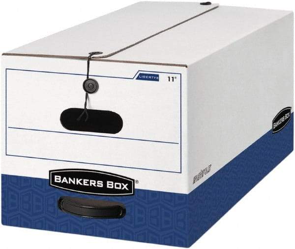 BANKERS BOX - 1 Compartment, 15 Inch Wide x 24 Inch Deep x 10 Inch High, File Storage Box - 1 Ply Side, 2 Ply Bottom, 2 Ply End, White and Blue - Americas Industrial Supply