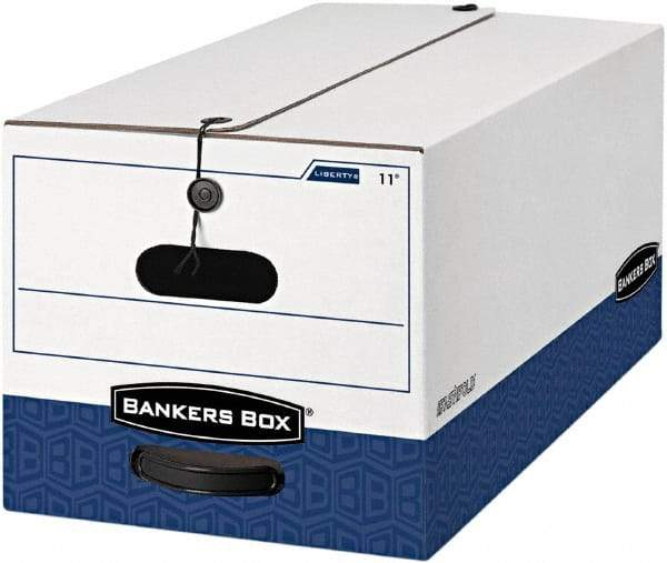 BANKERS BOX - 1 Compartment, 12 Inch Wide x 24 Inch Deep x 10 Inch High, File Storage Box - 1 Ply Side, 2 Ply Bottom, 2 Ply End, White and Blue - Americas Industrial Supply