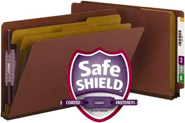 Samsill - 8-1/2 x 14", Legal, Red, Classification Folders with End Tab Fastener - 11 Point Stock, Straight Tab Cut Location - Americas Industrial Supply