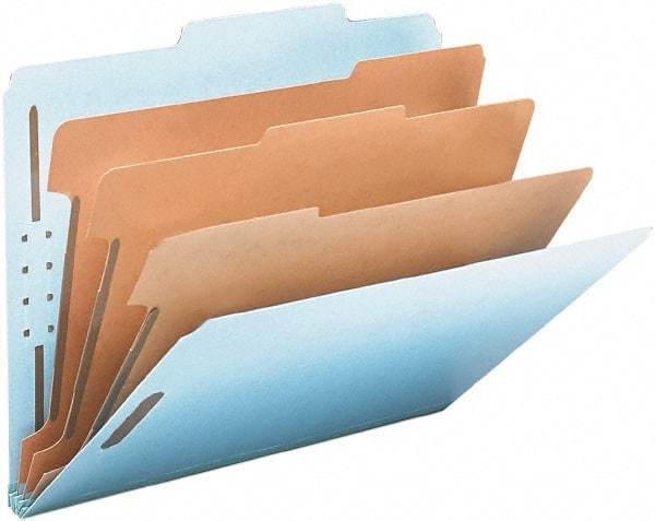Samsill - 8-1/2 x 11", Letter Size, Blue, Classification Folders with Top Tab Fastener - 11 Point Stock, 2/5 Tab Cut Location - Americas Industrial Supply