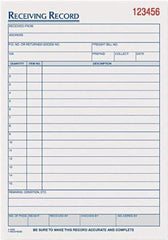 TOPS - 50 Sheet, 5-1/2 x 7-7/8", Receiving Record Book - White - Americas Industrial Supply