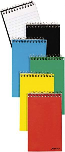 AMPAD - 60 Sheet, 3 x 5", Narrow Memo Book (Top Bound) - Red & Blue & Black on White - Americas Industrial Supply