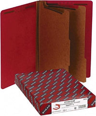 Samsill - 8-1/2 x 14", Legal, Bright Red, Classification Folders with End Tab Fastener - 11 Point Stock, Straight Tab Cut Location - Americas Industrial Supply