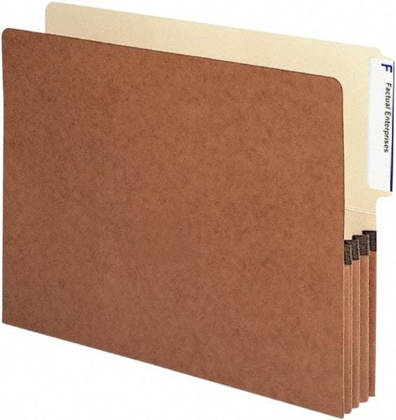 Samsill - 8-1/2 x 11", Letter Size, Manila/Redrope, Expandable File Folders with Drop Front & End Tab Pocket - 11 Point Stock, 1/3 Tab Cut Location - Americas Industrial Supply