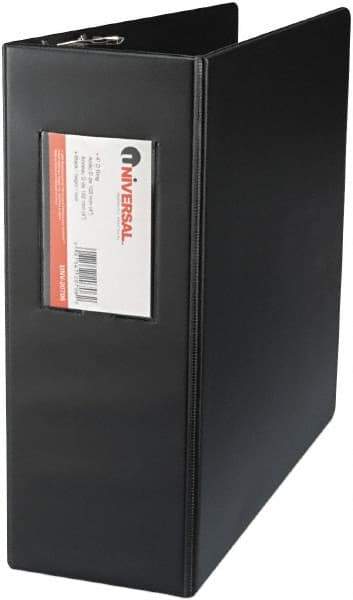 UNIVERSAL - 4" Sheet Capacity, 11 x 8-1/2", Non-View Ring Binder - Suede Finish Vinyl, Black - Americas Industrial Supply