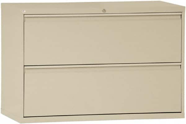 ALERA - 42" Wide x 29" High x 19-1/4" Deep, 2 Drawer Lateral File with Lock - Steel, Putty - Americas Industrial Supply