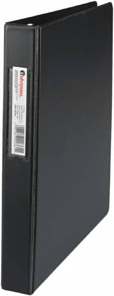 UNIVERSAL - 1" Sheet Capacity, 11 x 8-1/2", Non-View Ring Binder - Suede Finish Vinyl, Black - Americas Industrial Supply