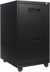 ALERA - 16" Wide x 28-1/2" High x 19.2" Deep, 2 Drawer Mobile Pedestal - Steel, Black - Americas Industrial Supply