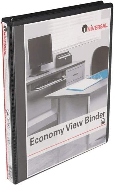 UNIVERSAL - 1/2" Sheet Capacity, 11 x 8-1/2", View Ring Binder - Vinyl, Black - Americas Industrial Supply