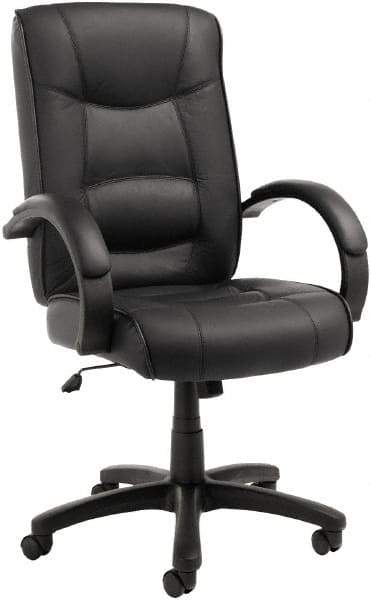 ALERA - 28-1/8" High Office/Managerial/Executive Chair - 21" Wide x 21" Deep, Top-Grain Leather Seat, Black - Americas Industrial Supply