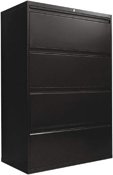 ALERA - 36" Wide x 54" High x 19-1/4" Deep, 4 Drawer Lateral File with Lock - Steel, Black - Americas Industrial Supply