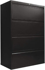 ALERA - 36" Wide x 54" High x 19-1/4" Deep, 4 Drawer Lateral File with Lock - Steel, Black - Americas Industrial Supply