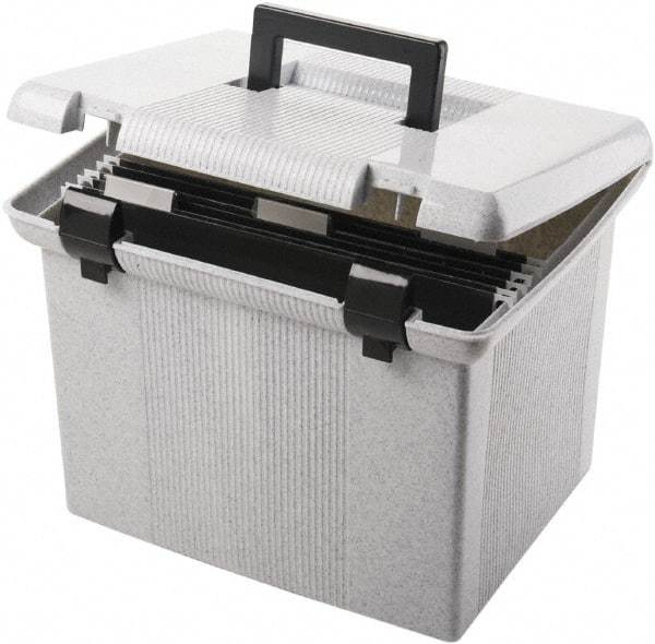 Pendaflex - 1 Compartment, 13 Inch Wide x 14 Inch Deep x 10 Inch High, Portable File Box - Plastic, Granite - Americas Industrial Supply