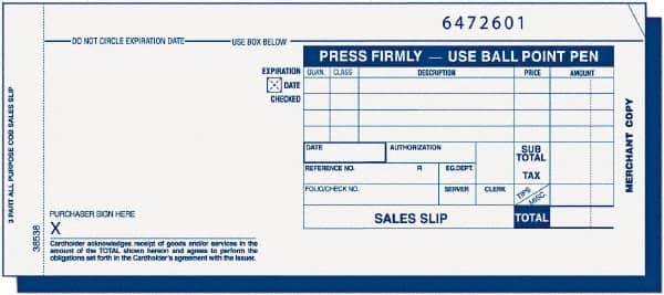 TOPS - 100 Sheet, 7-7/8 x 3-1/4", Sales Slip Book - White - Americas Industrial Supply