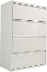 ALERA - 36" Wide x 54" High x 19-1/4" Deep, 4 Drawer Lateral File with Lock - Steel, Light Gray - Americas Industrial Supply