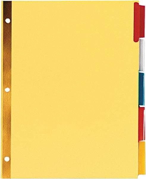 UNIVERSAL - 11 x 8 1/2" Double Side Gold Mylar Reinforced, Customizable Divider - Multicolor Tabs, Buff Folder - Americas Industrial Supply