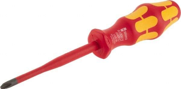 Wera - #2, 8-1/2" OAL, Insulated Phillips Screwdriver - 4" Blade Length, Round Shank, Ergonomic Handle - Americas Industrial Supply