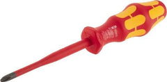 Wera - #2, 8-1/2" OAL, Insulated Phillips Screwdriver - 4" Blade Length, Round Shank, Ergonomic Handle - Americas Industrial Supply