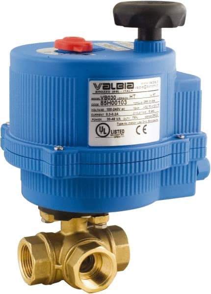 BONOMI - 3/4" Pipe, 100-240 VACV Voltage 400 psi WOG Rating Brass Electric Actuated Ball Valve - PTFE Seal, Standard Port, 100 psi WSP Rating, NPT End Connection - Americas Industrial Supply