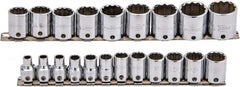 Proto - 21 Piece 3/8" Drive Socket Set - 12 Points, 6mm to 26mm Range, Metric Measurement Standard - Americas Industrial Supply