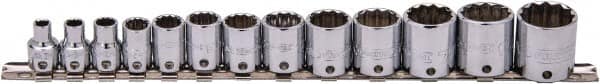 Proto - 13 Piece 3/8" Drive Socket Set - 12 Points, 1/4" to 1" Range, Inch Measurement Standard - Americas Industrial Supply