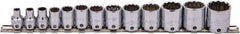 Proto - 13 Piece 3/8" Drive Socket Set - 12 Points, 1/4" to 1" Range, Inch Measurement Standard - Americas Industrial Supply