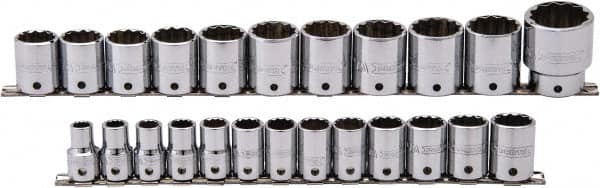 Proto - 24 Piece 1/2" Drive Socket Set - 12 Points, 10mm to 36mm Range, Metric Measurement Standard - Americas Industrial Supply