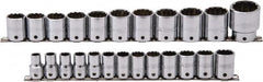 Proto - 24 Piece 1/2" Drive Socket Set - 12 Points, 10mm to 36mm Range, Metric Measurement Standard - Americas Industrial Supply