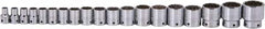 Proto - 19 Piece 1/2" Drive Socket Set - 12 Points, 3/8" to 1-1/2" Range, Inch Measurement Standard - Americas Industrial Supply