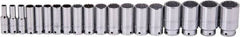 Proto - 19 Piece 1/2" Drive Deep Well Socket Set - 12 Points, 3/8" to 1-1/2" Range, Inch Measurement Standard - Americas Industrial Supply