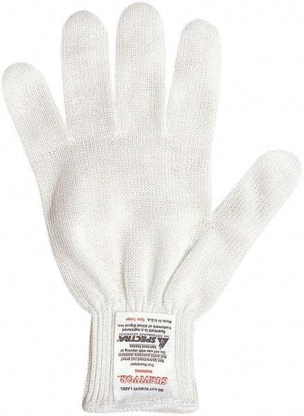 MCR Safety - Size M (8), ANSI Cut Lvl 4, PVC Coated Kevlar Cut Resistant Gloves - 10" Long, Palm & Fingers Coated, Knit Wrist, White, Paired - Americas Industrial Supply