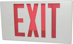 Cooper Lighting - 1 and 2 Face, 0.98, 1.03 Watt, White, Polycarbonate, LED, Illuminated Exit Sign - 120/277 VAC, Nickel Cadmium, Surface Mounted, 13 Inch Long x 2-1/8 Inch Wide x 7-1/2 Inch High - Americas Industrial Supply