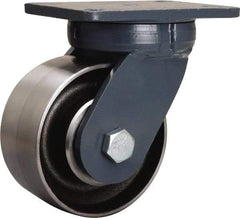 Hamilton - 6" Diam x 3" Wide x 8" OAH Top Plate Mount Swivel Caster - Forged Steel, 6,000 Lb Capacity, Sealed Precision Ball Bearing, 5-1/4 x 7-1/4" Plate - Americas Industrial Supply