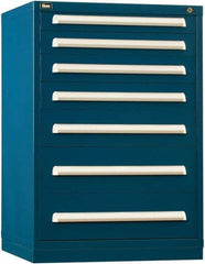 Vidmar - 7 Drawer, Modular Storage Cabinet - Steel, 30" Wide x 27-3/4" Deep x 44" High, Dark Blue - Americas Industrial Supply