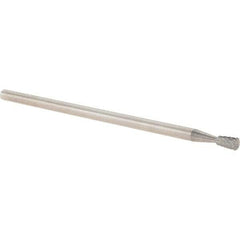 Made in USA - 1/8" Cut Diam, 1/8" Shank Diam, Inverted Cone Head Double Cut Burr - Carbide, 3/16" LOC, 3" OAL - Americas Industrial Supply