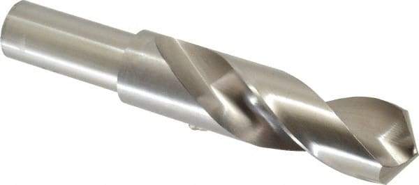 Cleveland - 1-1/4" 118° Spiral Flute High Speed Steel Screw Machine Drill Bit - Bright Finish, Right Hand Cut, 4-3/8" Flute Length, 6-3/4" OAL, Standard Point, Straight Shank - Americas Industrial Supply