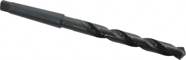 Cleveland - 39/64", 2MT 118° Point High Speed Steel Taper Shank Drill Bit - Oxide Finish, 4-7/8" Flute Length, 8-3/4" OAL, Spiral Flute, Series 2410 - Americas Industrial Supply