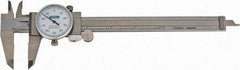 Fowler - 0" to 6" Range, 0.001" Graduation, 0.1" per Revolution, Dial Caliper - White Face, 1.6" Jaw Length, Accurate to 0.0010" - Americas Industrial Supply